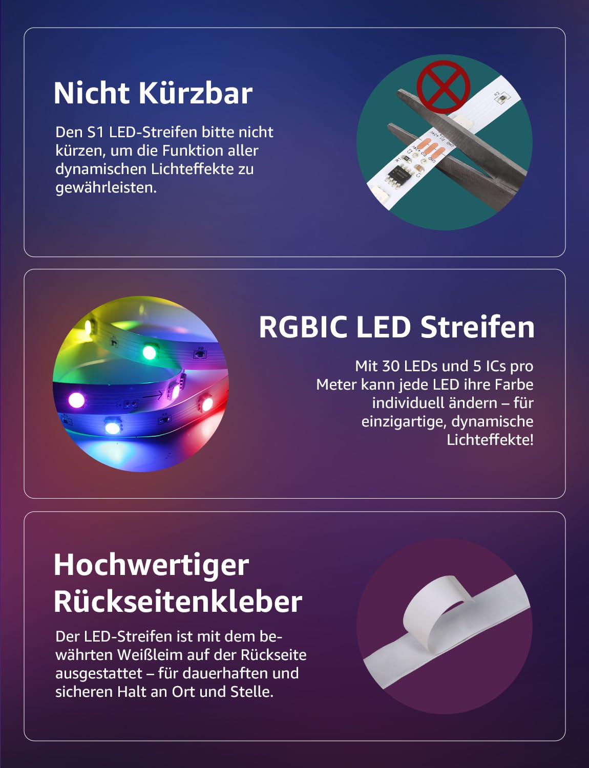 Lepro AI LED Streifen S1, 30M MagicColor RGBIC | Personalisierter KI-Lichtdesigner, Musik-Sync, App-Steuerung, kompatibel mit Alexa&Google Assistant für Party&Gaming