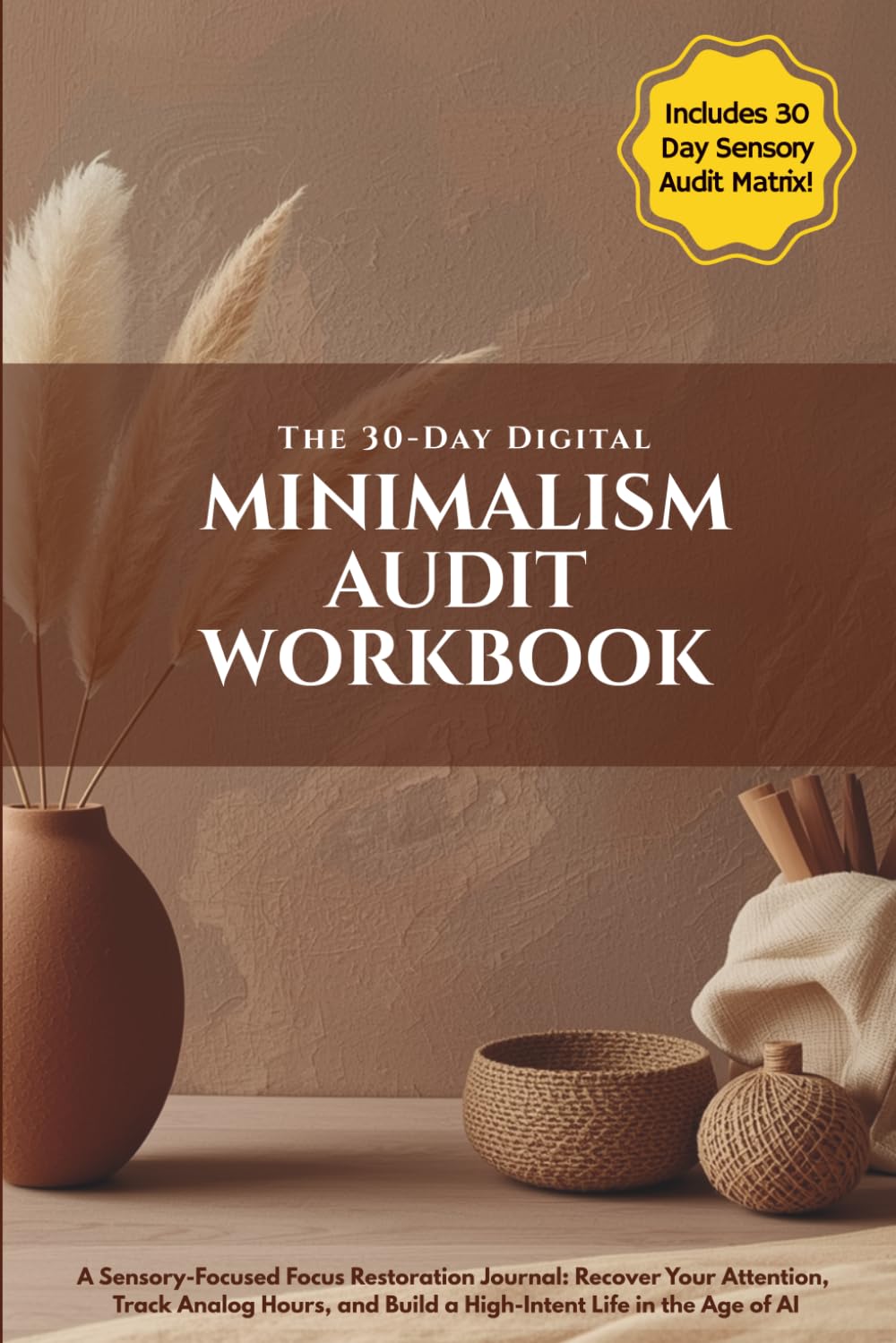 The 30-Day Digital Minimalism Audit Workbook: A Sensory-Focused Focus Restoration Journal: Recover Your Attention, Track Analog Hours, and Build a High-Intent Life in the Age of AI