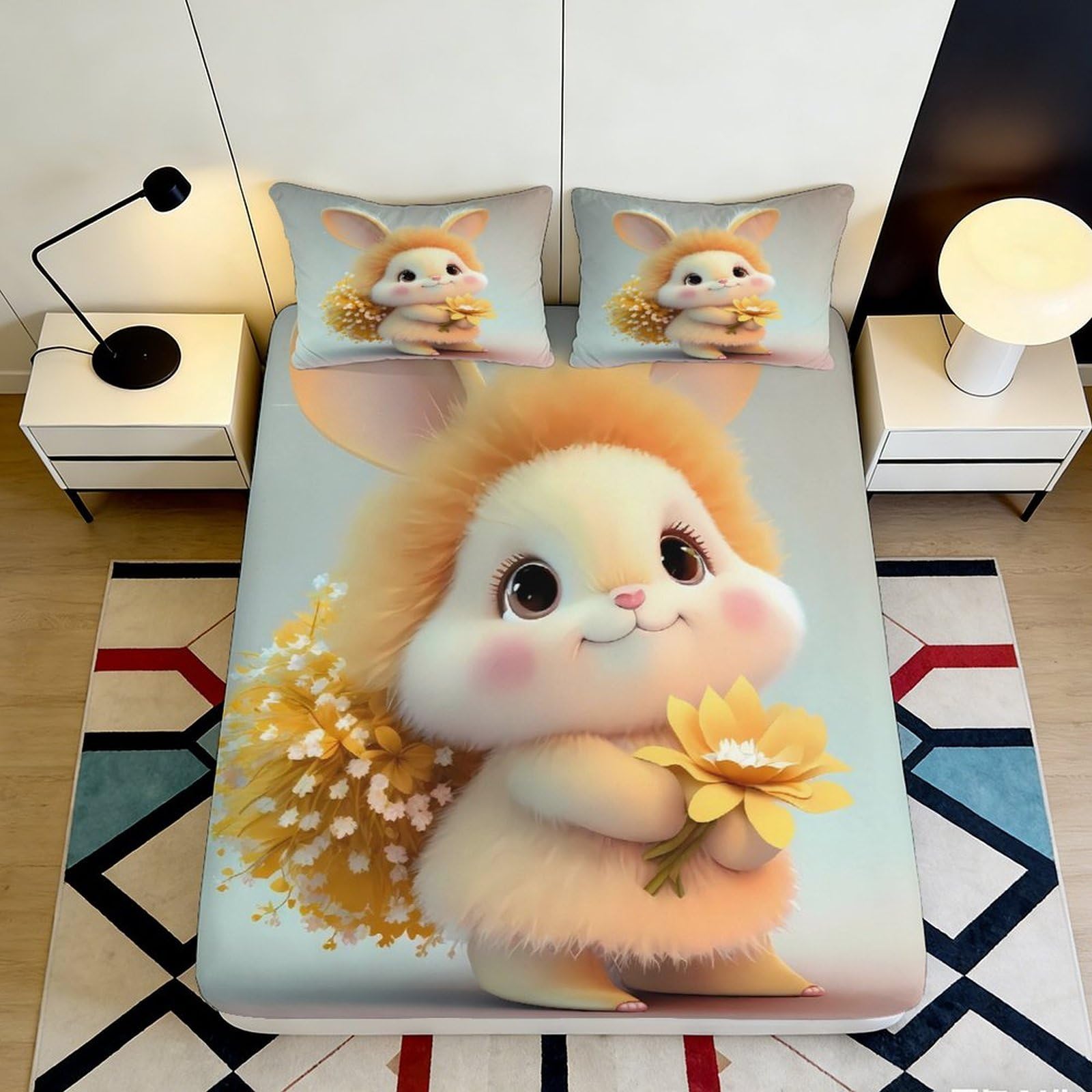 Tjiqhvmrn Style-1 3D Printed Cute Cartoon Fitted Sheet Microfiber Deep Pocket Non-Slip Bedroom Bedding Full Wrap Cartoon Mattress Fitted Cover Washable For All Ages 90X200x25cm