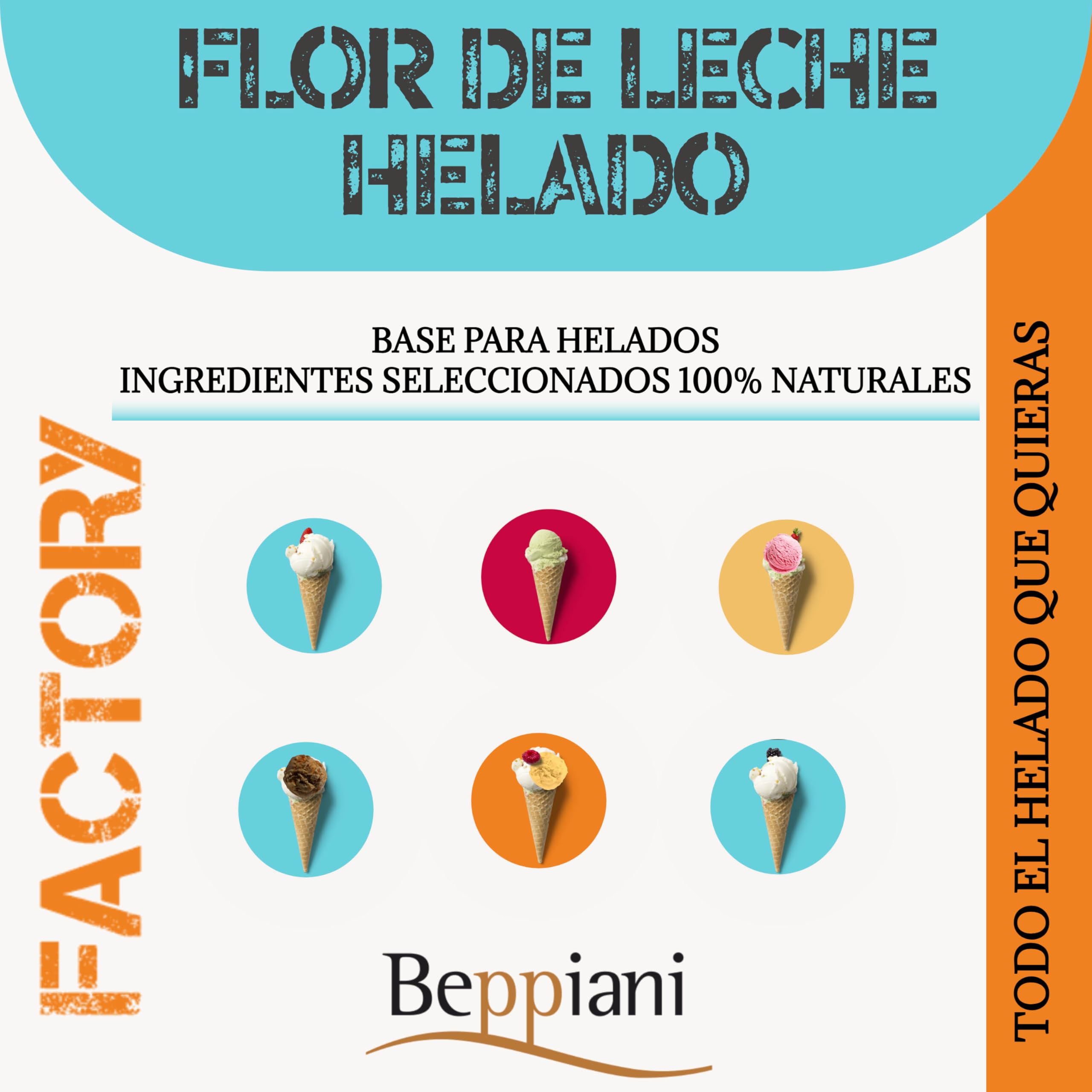 Preparado para helado profesional Beppiani Base helado, flor de leche, para heladería, fácil preparación, resultado de heladería, receta simple resultado sorprendente
