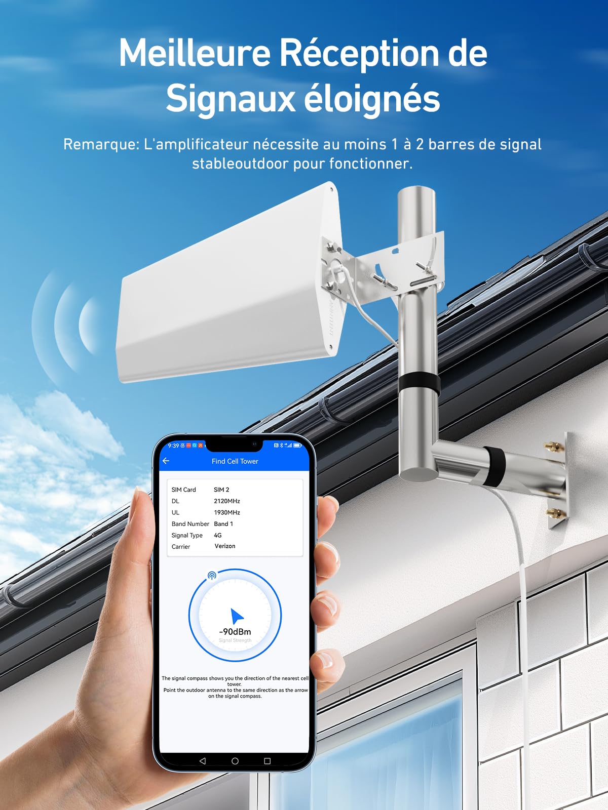 Amplificateur Reseau Mobile 5G 4G 3G LTE GSM de Signal Cellulaire de Téléphone Mobile pour Bande 28/20/8/3/1/7 Convient à Plusieurs Pièces Données Améliorées pour Tous Les Opérateurs