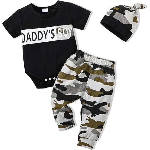 SUNNY PIGGY Baby Boy Clothes Newborn Boy Outfit Infant Romper Winter Fall Long Pants Set Hat 3PC