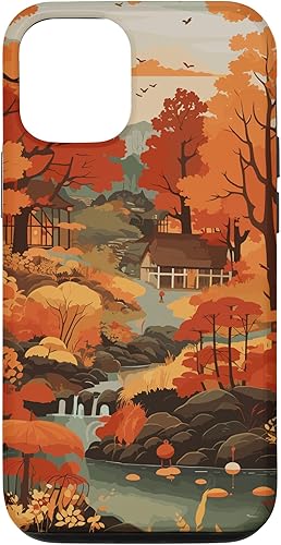 iPhone 13 Tema de otoño y coloridas hojas y árboles de otoño, funda de colores de otoño