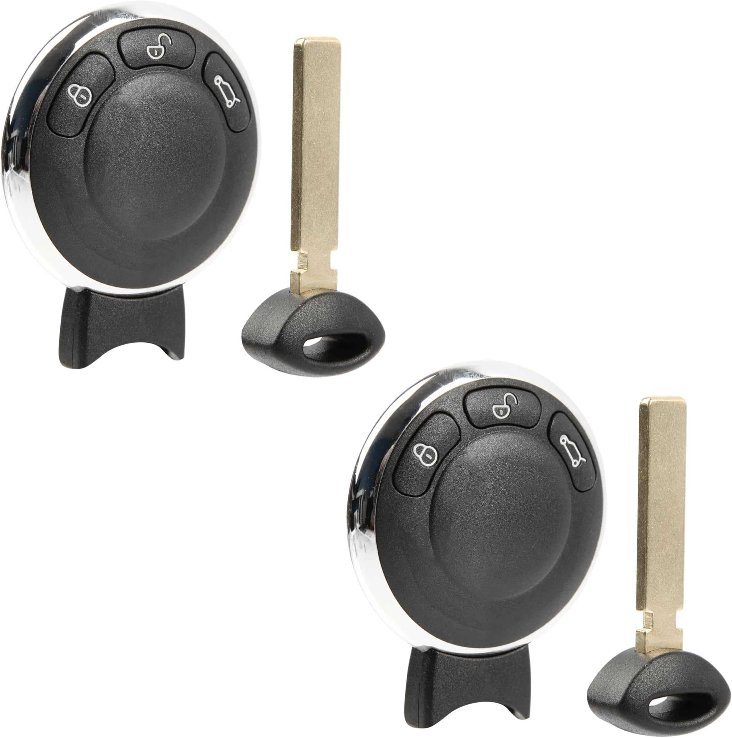 Keyless Entry Remote 3-Button Key Fob Replacement for 2006 2007 2008 2009 2010 2011 2012 2013 2014 Mini Cooper Countryman Paceman (KR55WK49333, 3452819-01) Set of 2