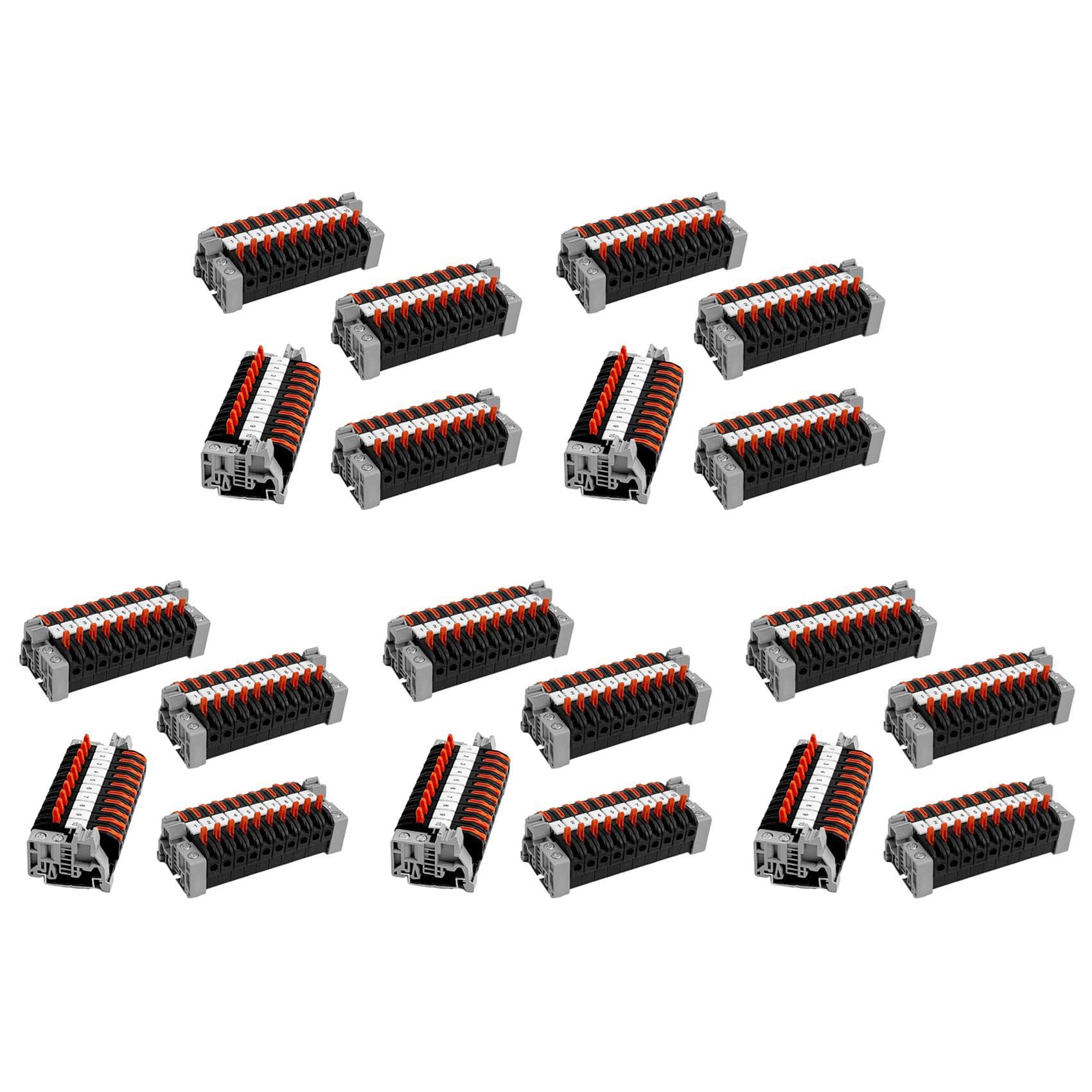 Jnchdghwa 200x DIN Rail Terminals,0.08-4 mm² -211 DIN Rail Terminals,Black Terminal Block Kit,Electrical Connection Block