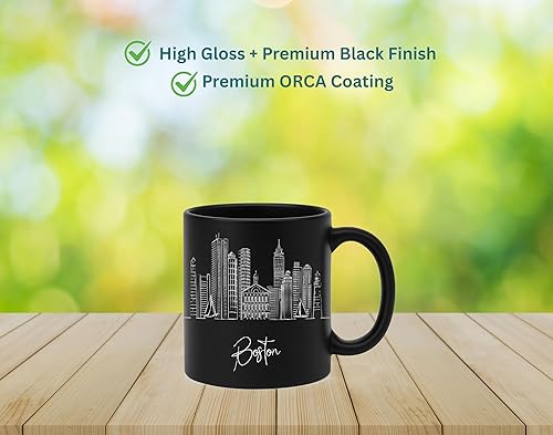 Vista 284 de TJ Originals - Taza de café Boston Massachusetts, regalo de taza de café de recuerdo de viaje turístico, taza de cerámica Skyline de 11 oz, taza