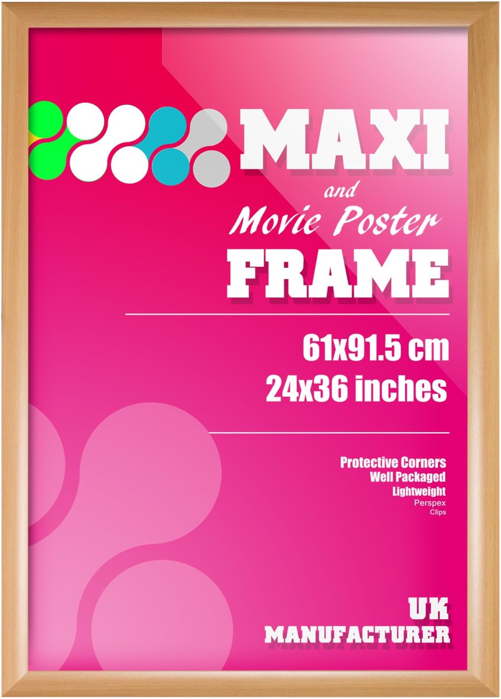 4Ever4Less JD Frames PINE 4 cm THICK Round D-Shape MDF Moulding WOODEN Effect Frame for MAXI Poster 61x91.5CM 24 x 36 IN NEW