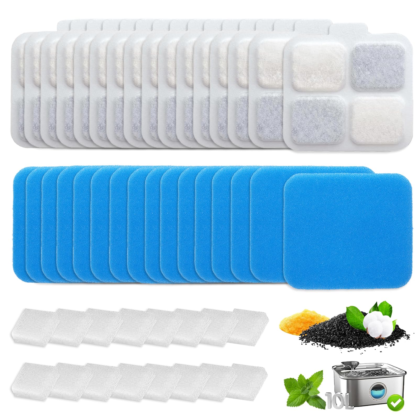 Photo 1 of 12-Pack Dog Water Fountain Filter Compatible with Oneisall PW07SAU 10L/2.64Gal?12 Filters, 12 Pre-Filters & 12 Pump Sponges - High-Performance Multilayer Filtration?Clean & Safe Drinking Water for Dog