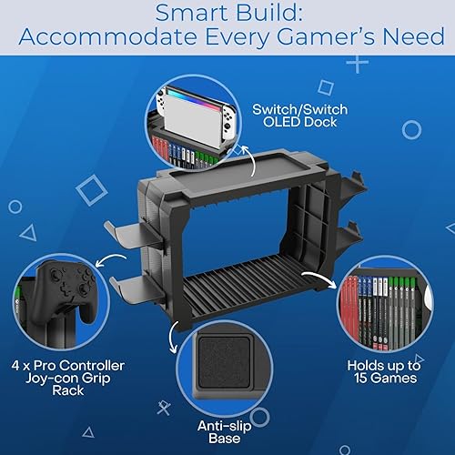 Miniatura 3 de TNP Games Storage Tower (Up to 15 CD Disc) For PS5 Game Disk Rack and Controller Stand Holder For Xbox Series XNintendo SwitchPS4 Controller Stand