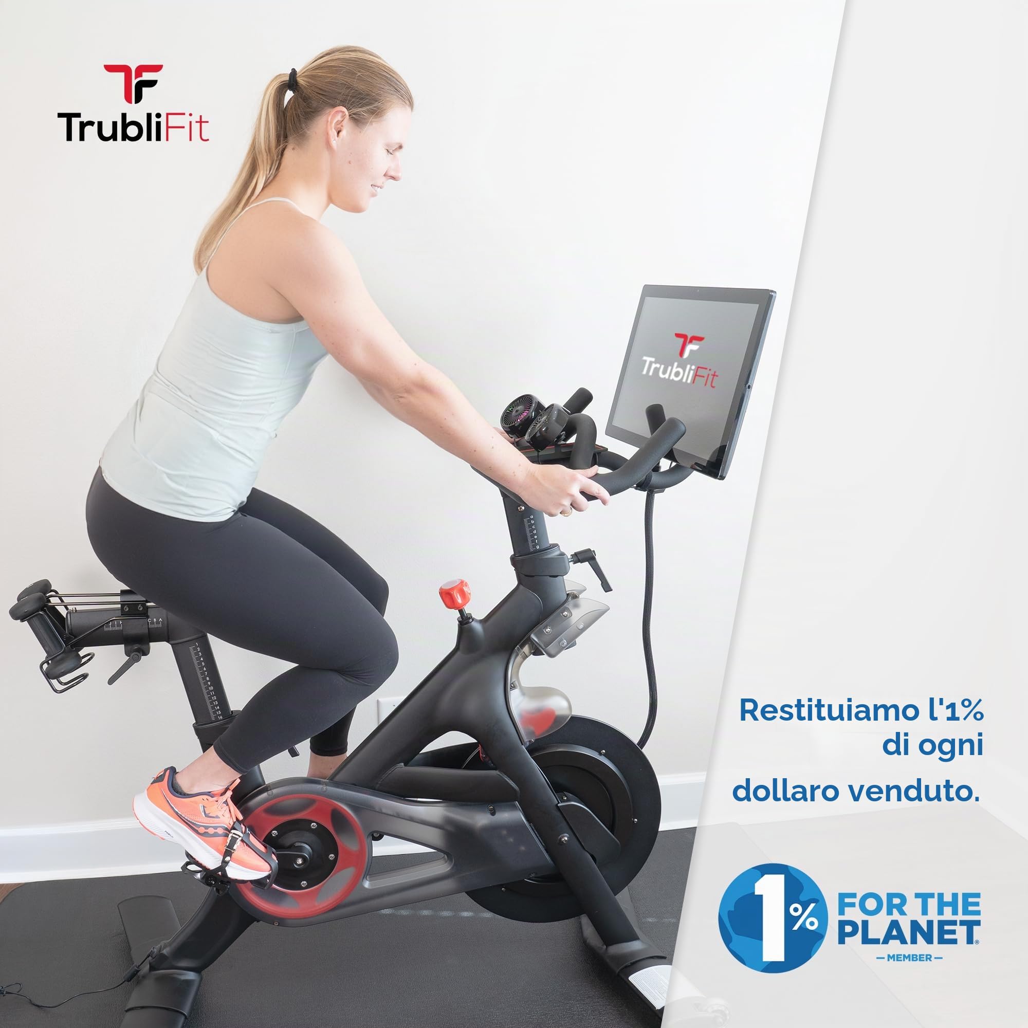 TrubliFit Peloton Bike - Ventola doppia per bicicletta con supporto per telefono, interamente in metallo, non richiede batterie, accessori per Peloton Bike
