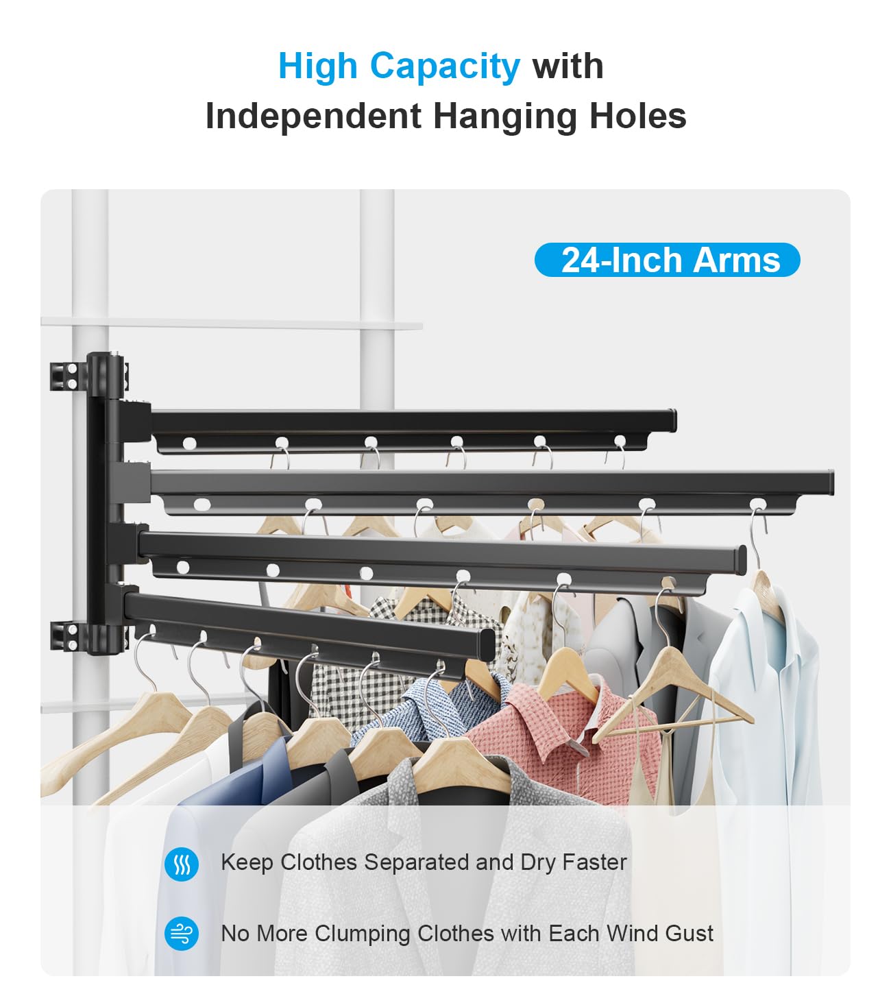 Estante de secado de ropa de aluminio para caravana, montado en escalera, brazos giratorios de 24 pulgadas de largo y 180°, accesorios esenciales para remolques de viaje y campistas 3