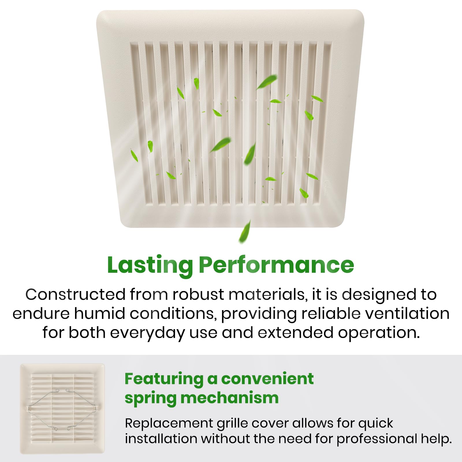 Calvana Paquete de 2 cubiertas para ventilador de baño C350GN con resortes, rejilla de repuesto para ventilador de escape de 8-3/4 x 9-1/8 pulgadas, compatible con Broan-NuTone, compatible con los