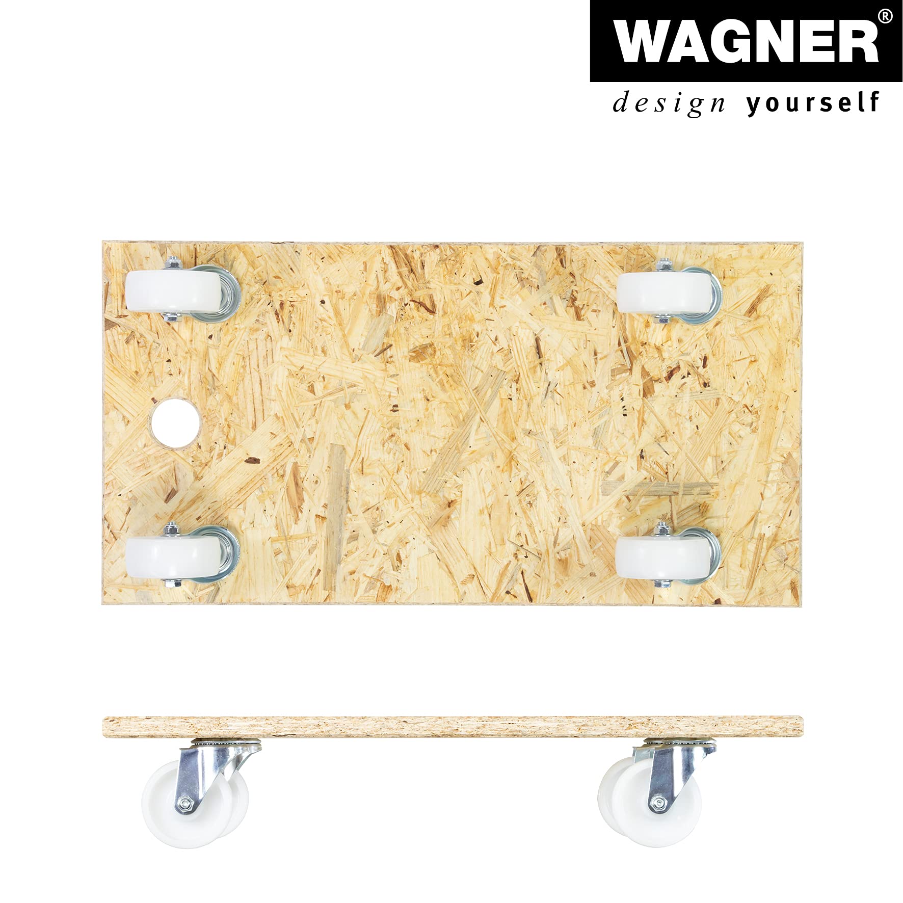 WAGNER Carrello da trasporto MM 1141 I 57,5 x 30 cm I ruote di trasporto soft a scorrimento facile per protezione del pavimento - per carichi pesanti I portata 250 kg - 20114101