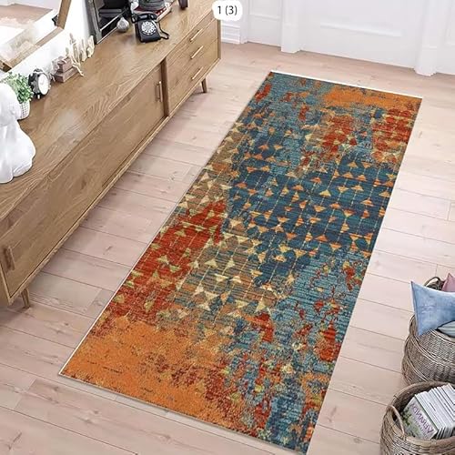 JGGXHM 2'x6'(28"x71") Brushstroke Texture Abstract Runner Rug - Artistic Style