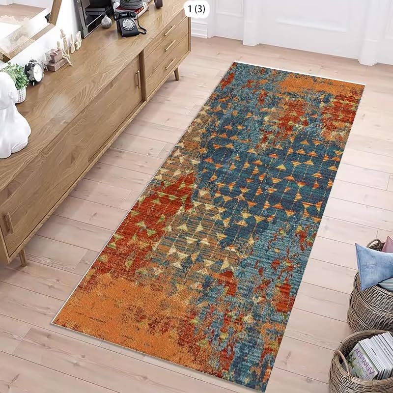 Tapis de sol long antidérapant design abstrait avec texture effet pinceau