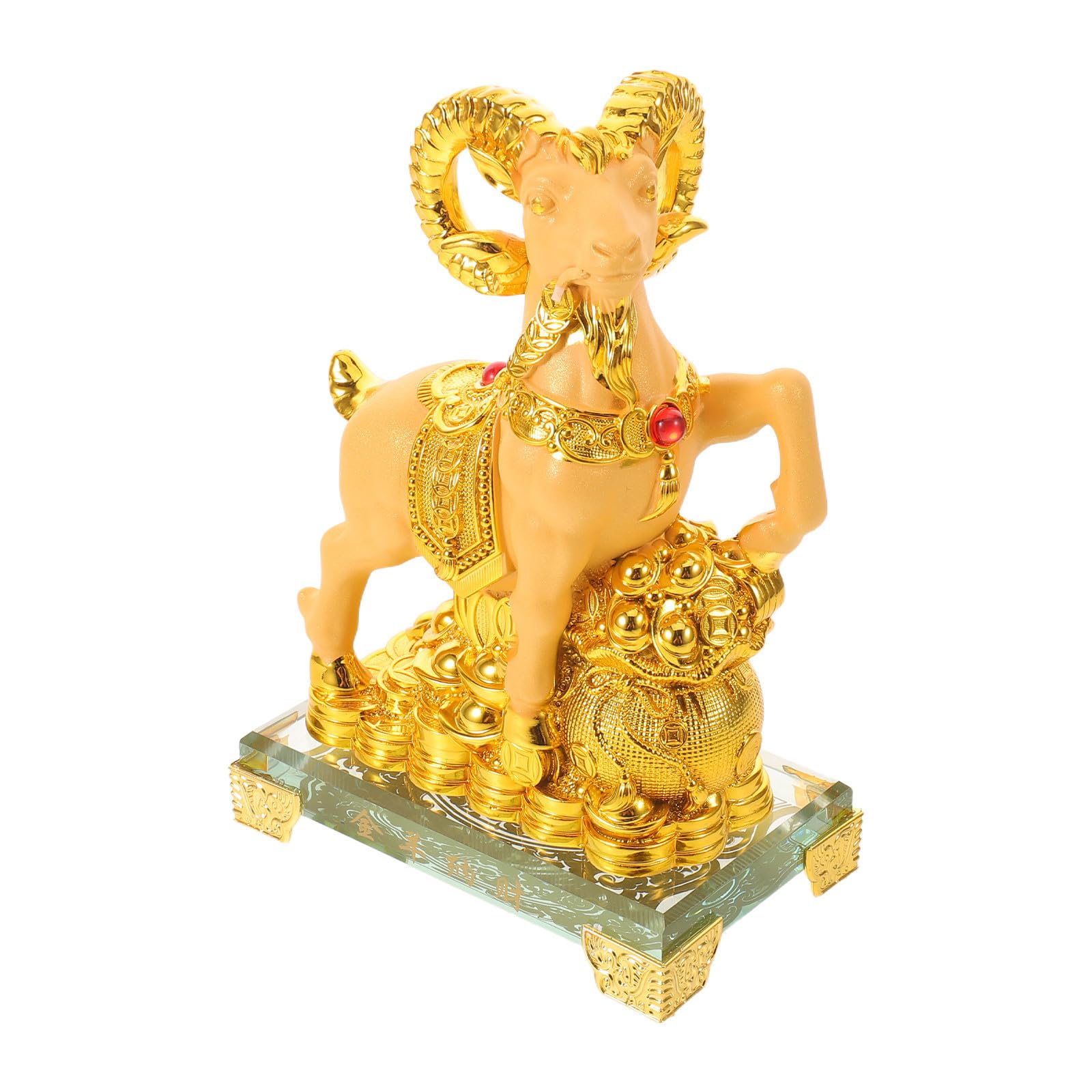 EXCEART Statuetta Zodiaco Capra 2027 Oro, Decorazione Cinese Fortuna