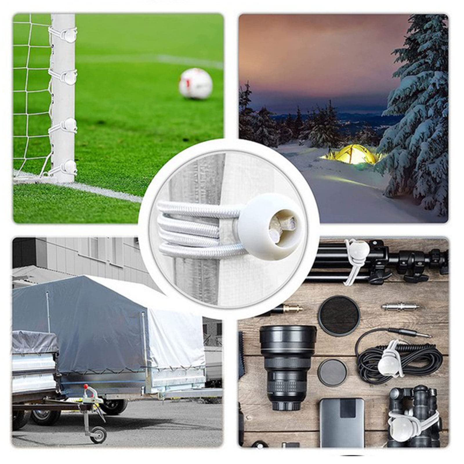 Bungee Balls Cords Versatile Tie Down Bungee Balls Heavy Duty Bungee Strap Ties with Ball Elastic Tie Down Straps for Camping Tent Canopy Curtain (White(100pcs)) - Image 2