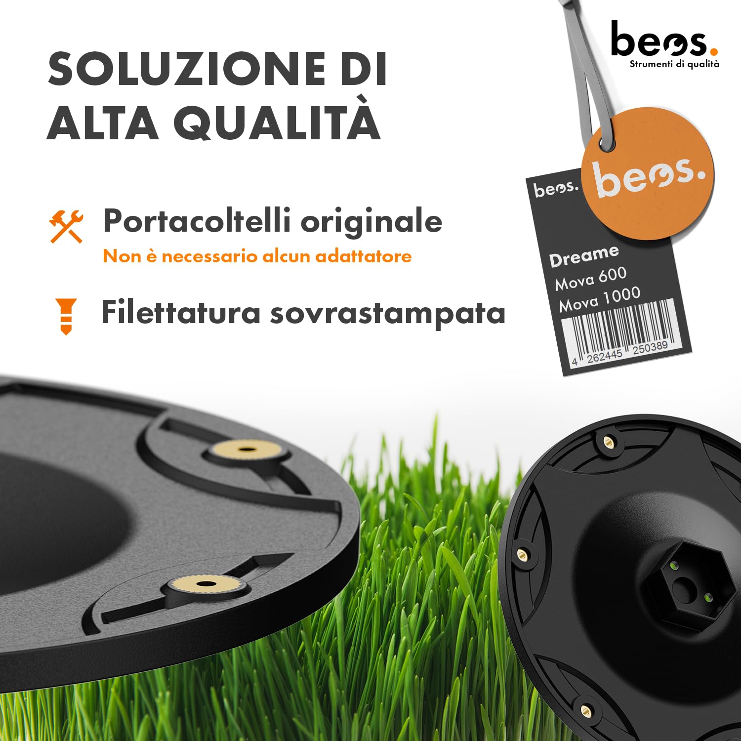 BEOS Premium Robot Tosaerba Tuning - Disco portacoltelli per 6 Lame - per Dreame Mova, ViAX e LiDAX - Disco portacoltelli Rinforzato in Fibra di Vetro - Ø 170 mm