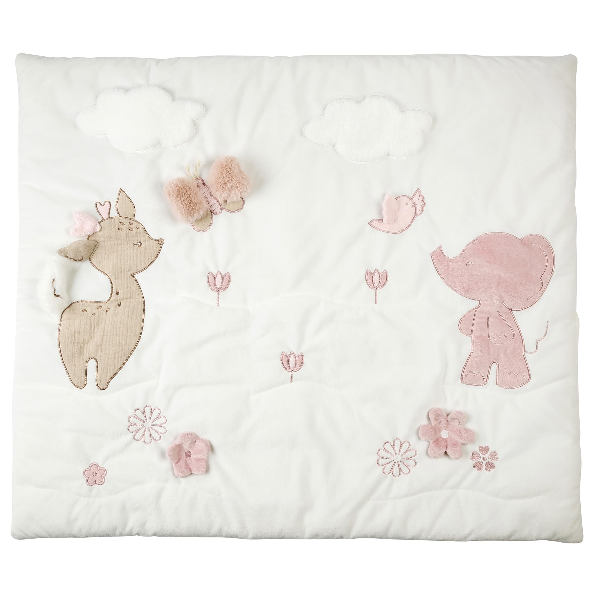 Nattou Krabbeldecke mit Spielbogen und verschiedenen Aktivitäten, Ca. 70x80 cm, Rechteckig, 100% Polyester, FanFan, Beige