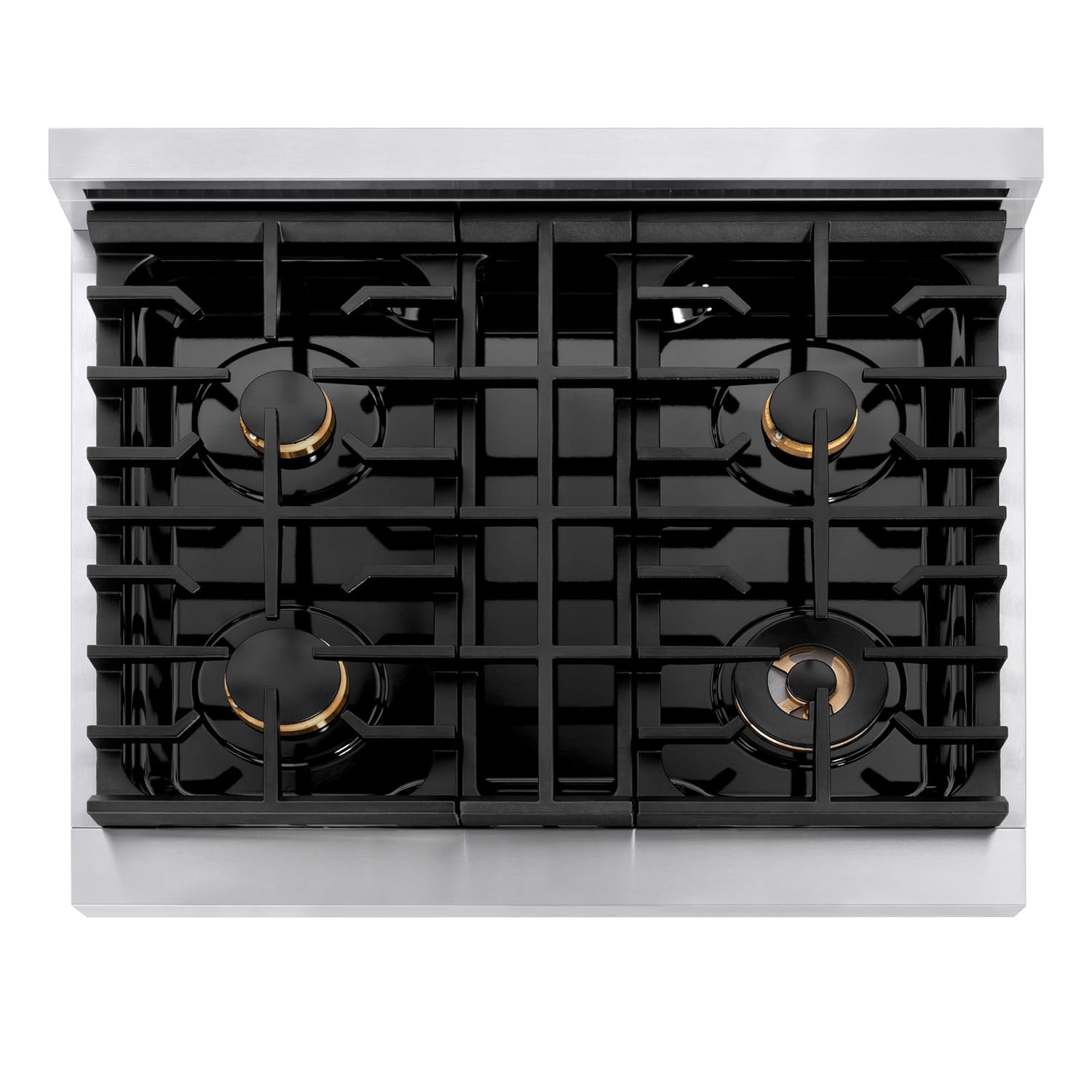 ZLINE Autograph Edition 30 in. 4.2 cu. ft. Paramount Gas Range with 4 Burner Cooktop and Convection Gas Oven in Stainless Steel and Polished Gold Accents (SGRZ-30-G)