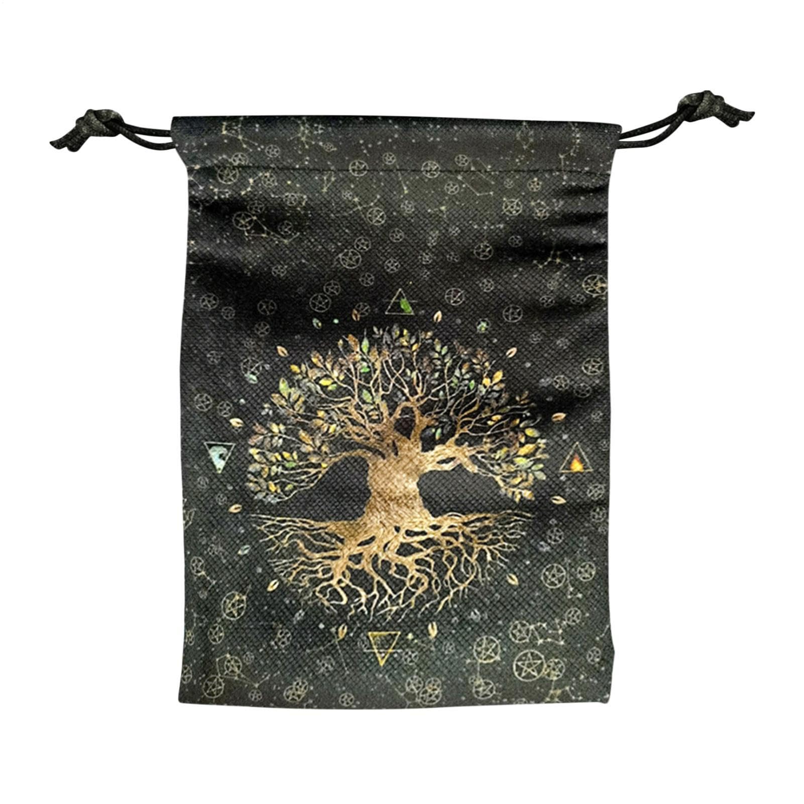 Tarot Card Bag with Moon Phases, with Drawstring Hammock, Portable Cloth Pouch for Oracles, Necklaces, Earrings, Jewellery or Esoteric