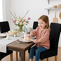 Vista 2 de Juego de 4 fundas para sillas de comedor y cocina, fundas para sillas de comedor, color negro