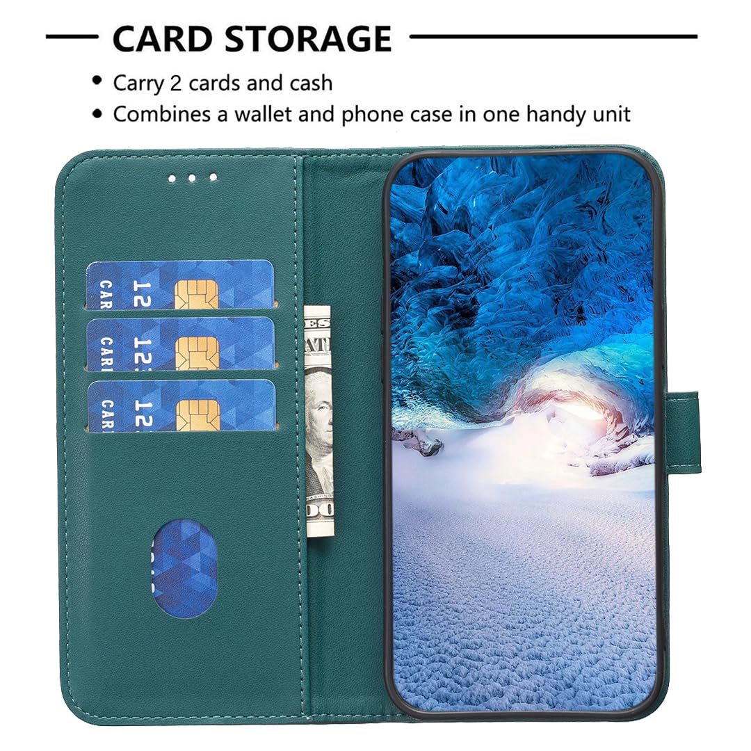 Unichthy For Sony Xperia 1 VI (2024) Case Geniune Leather Shockproof Flip Wallet Folio Official Phone Case Magnetic Closure Stand Card Slots Bumper Protective Cover for Sony Xperia 1 VI (2024) Green - Image 4
