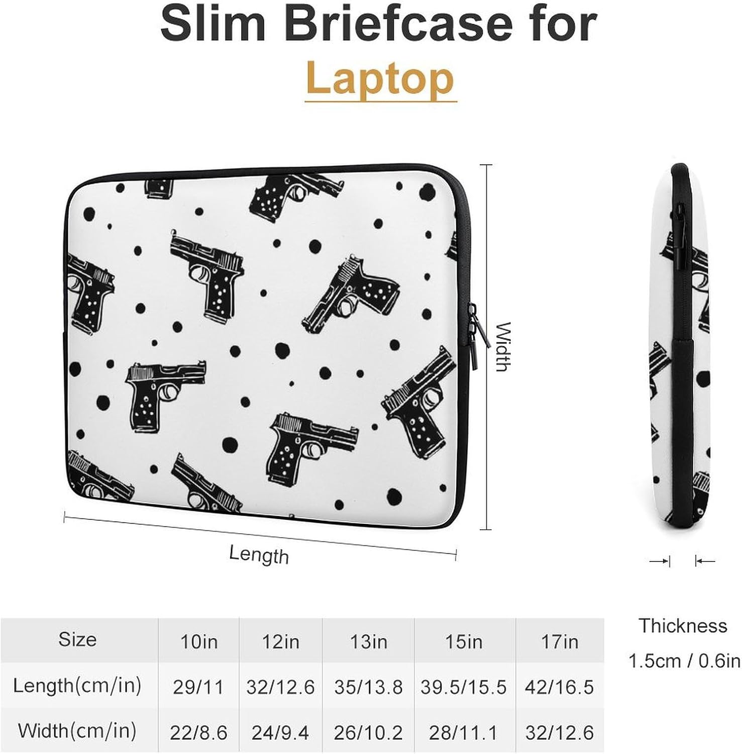 Guns Bullet Holes Laptop Case Sleeve Computer Tablet Bag 12inch image 2