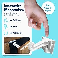 Vista 4 de Cerraduras invisibles mejoradas para gabinete a prueba de bebés (paquete de 10) – No requiere taladrar ni herramientas para la instalación, funciona
