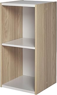 Iris Ohyama, Bibliotheque Gain de Place, Large 2 Etageres, Marron Clair, Réglable, Modulable, pour Salon, Bureau, Chambre, Livres, CD, Petit Meuble de Rangement, Montage Facile, UB-6030