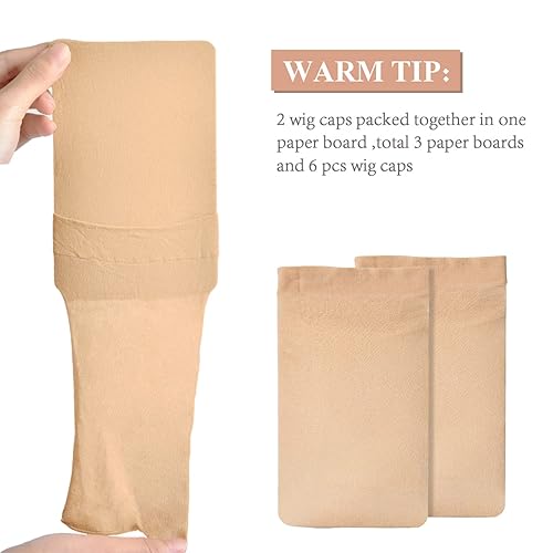 Miniatura 10 de MORGLES - 6 gorras de malla para peluca malla de malla para tejer el cabello para peluca de extremo cerrado negro