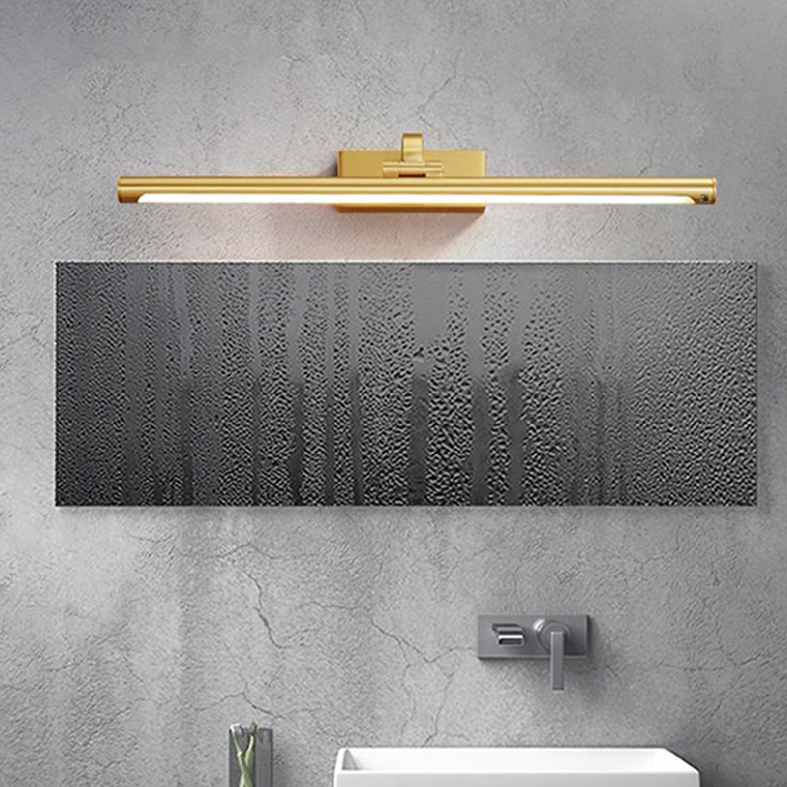 LED Spiegelleuchte Badezimmer mit Bewegungsmelder Wasserdicht Wandbeleuchtung 180° Drehbar Modern Wandleuchten Bilderleuchte Wandleuchte für Keller Küche Badschrank (Silbernes Warmes Licht,60cm)