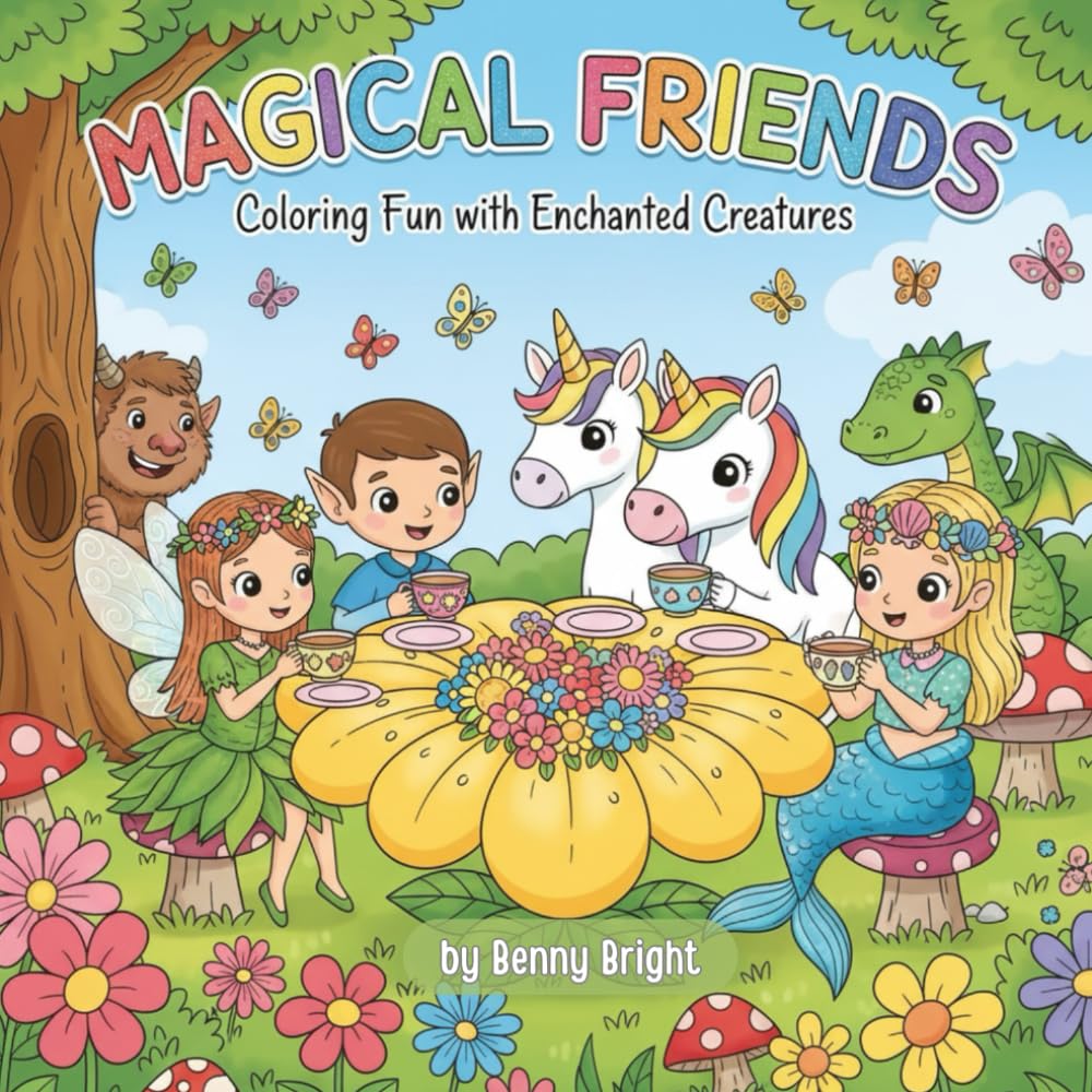 Magical Friends: Coloring Fun with Enchanted Creatures: A Fun Fantasy Coloring Book for Kids Ages 4–8