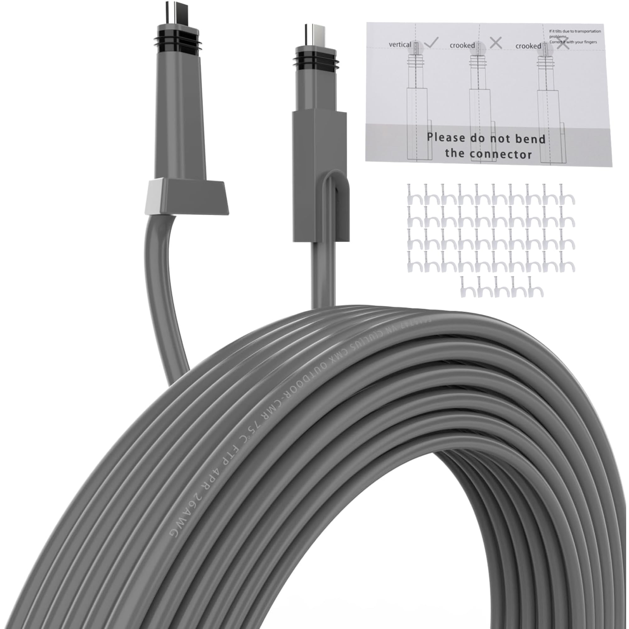 Cable de Repuesto Rectangular Satellite V2, Extensión de Cable Cable de Repuesto Impermeable para Satélite con Clavo de Alambre para (Cable de 30 pies)