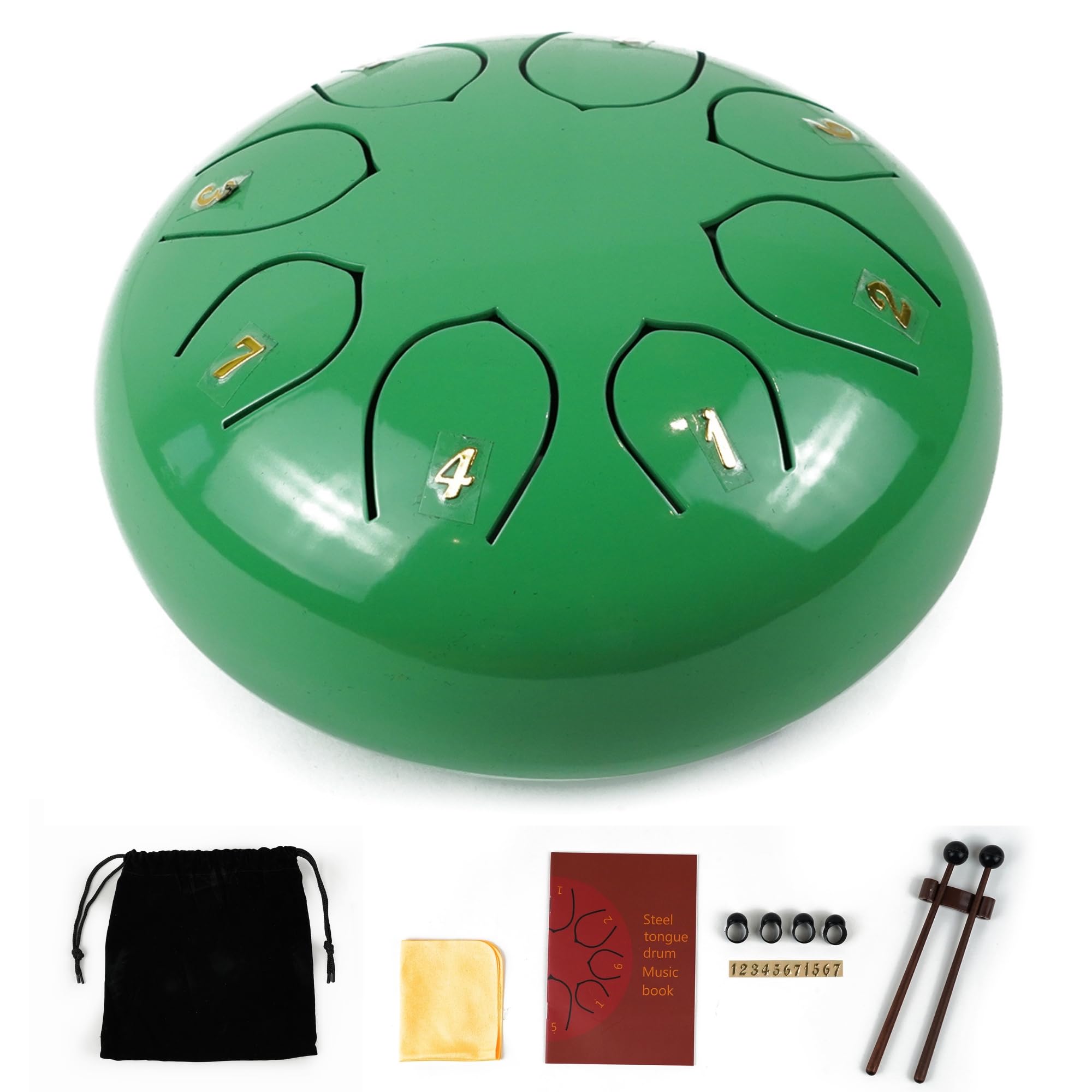 REGIS 8 Notes 6 Inch Mint Green Alloy Steel Tongue Drum – Handpan Percussion Drum for Kids & Adults, Meditation, Yoga, Music Therapy – Includes Mallets, Finger Picks & Travel Bag – Mint Green-image-17