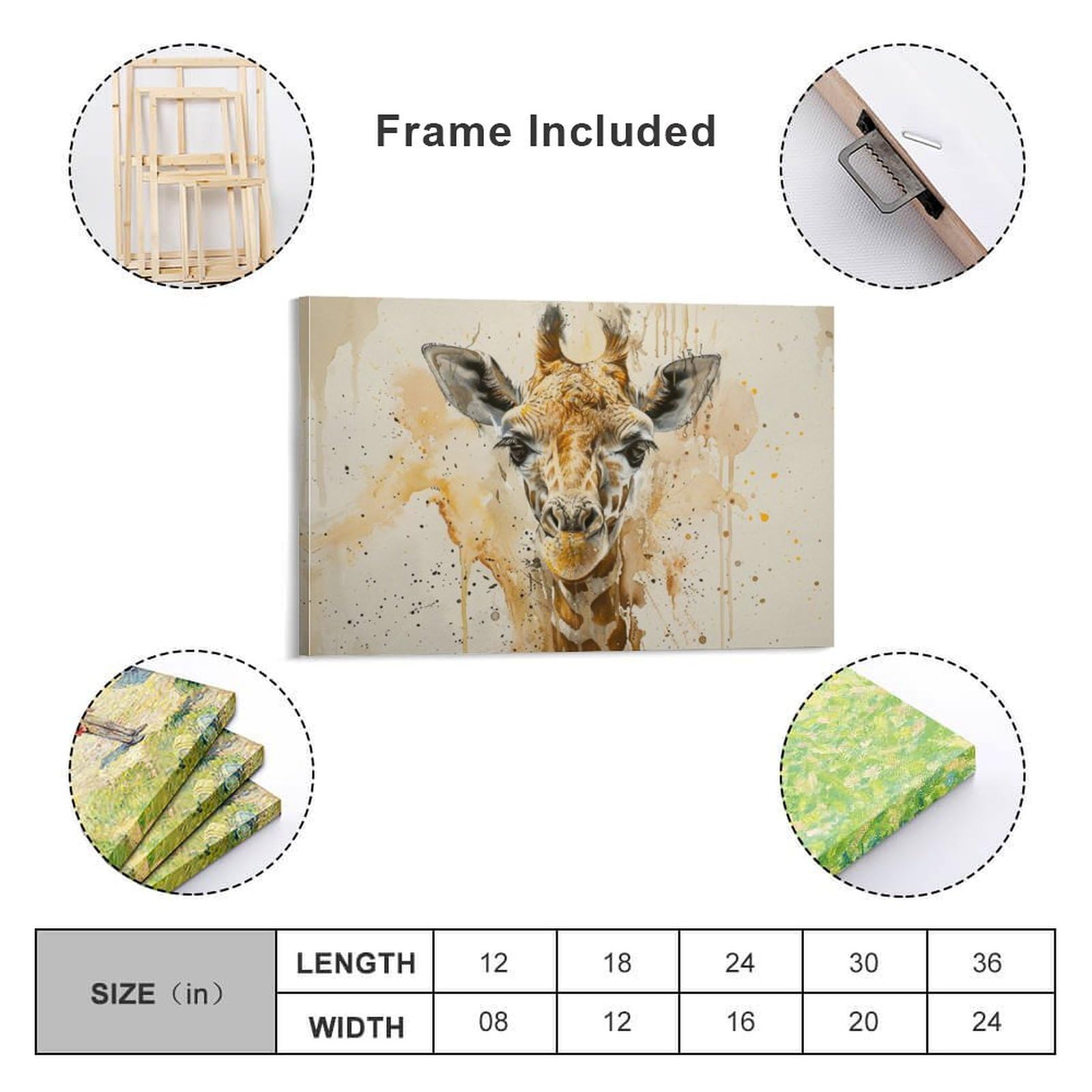 Amazon.co.jp: 絵画 キリンの視線 アートパネル ポスター 動物イラスト