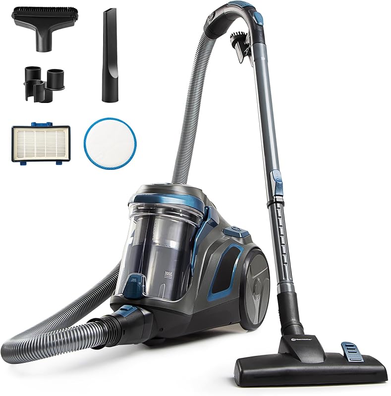 Ultra Silent Bagless Canister Vacuum CC0501 | 60dB Quiet Powerful Suction, Carpet and Hard Floor Scrubber, HEPA Cleaner Machine, 16ft Retractable Cord