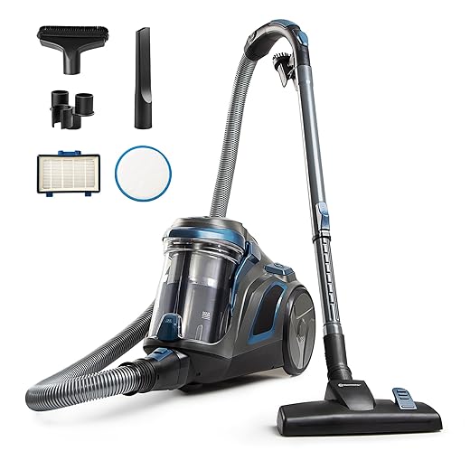 Vacmaster CC0501 Ultra Silent Bagless Canister Vacuum Powerful Cleaner with HEPA Filtration, One-Touch Release Dust Cup, Built-in Dust Tool & Retractable Cord for Low-Pile Carpet and Hard Floor