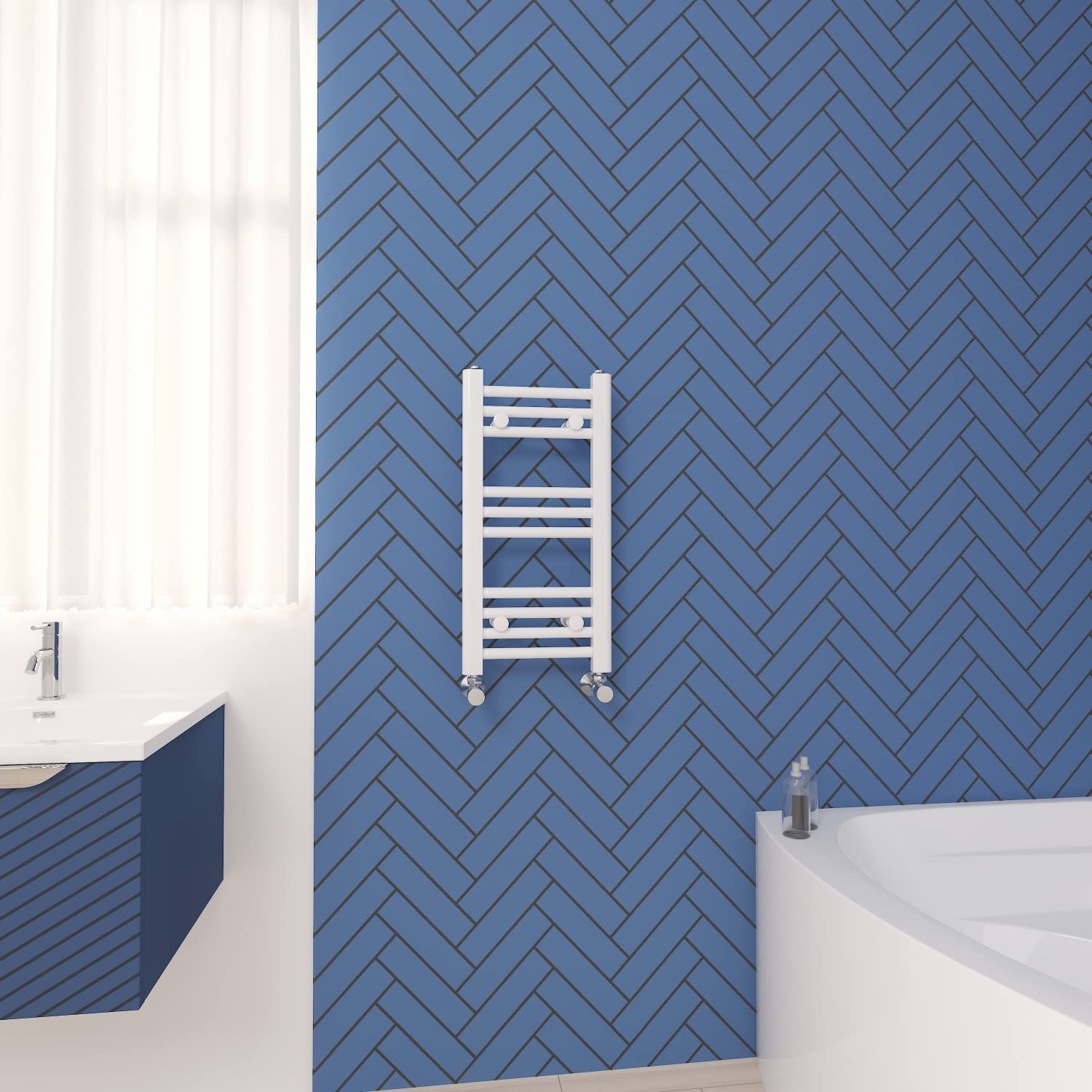 Nrg White Straight Central Heating Towel Rail Bathroom Radiator 600×300Mm