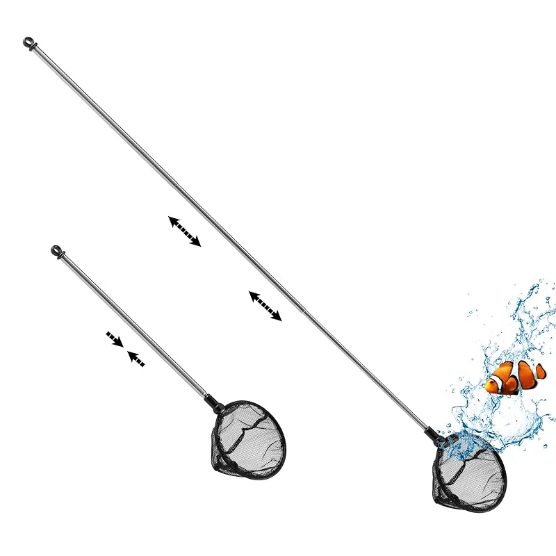 Rede para Aquário com Cabo Telescópico e Malha Macia Filhome 8,89 cm