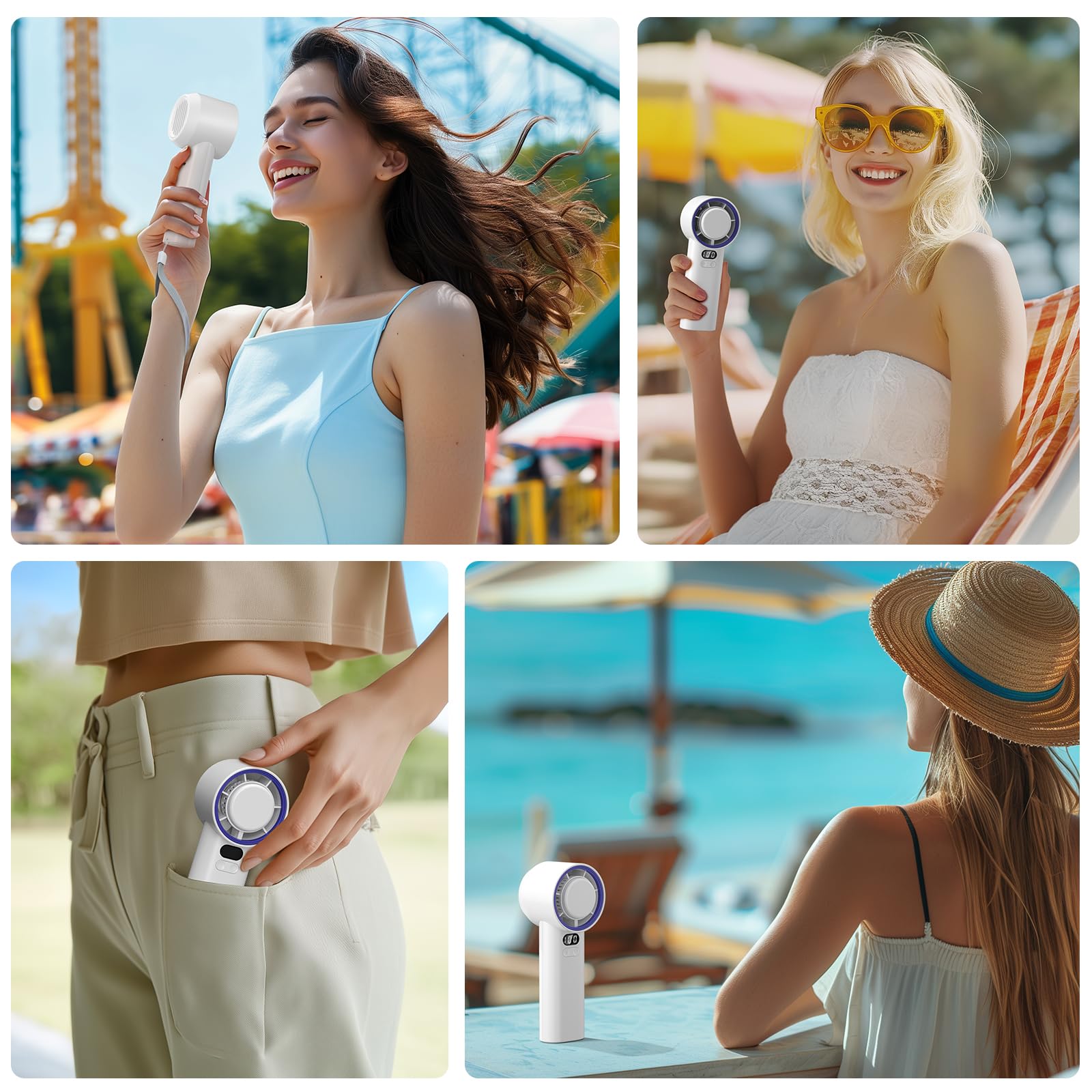 HandFan Ventola portatile turbo ad alta velocità da 5200 mAh, 13000 giri/min, mini ventilatore portatile AC, 100 velocità regolabili, display digitale, ricaricabile tramite USB, per viaggi, spiaggia,
