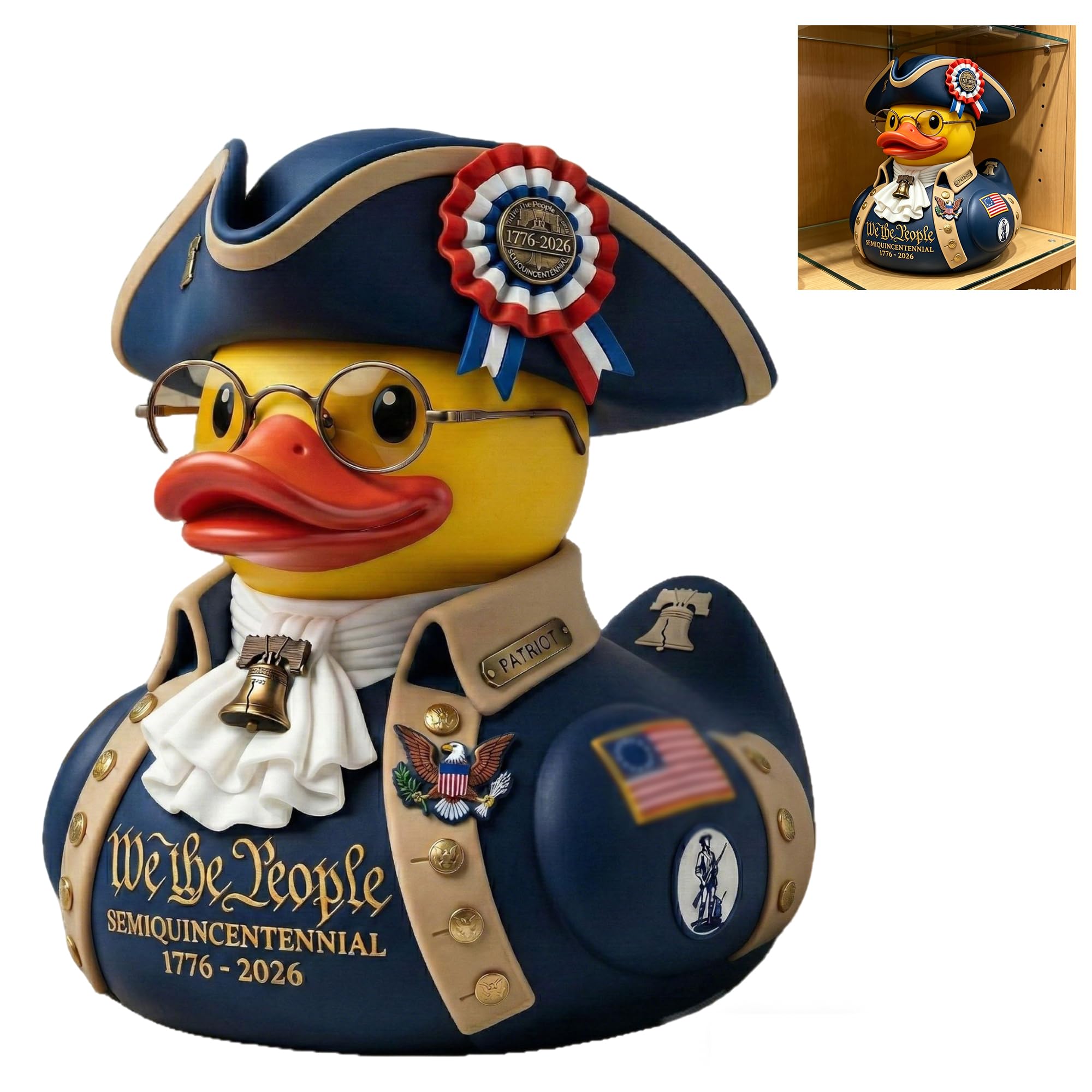 Multi-Style Commemorative Duck Figurines, Independence 250th Anniversary Duck & Artemis II Moon Mission Astronaut Duck Statue, Space Themed Ornament Decor Gifts for Space Enthusiasts (Patriot Duck)