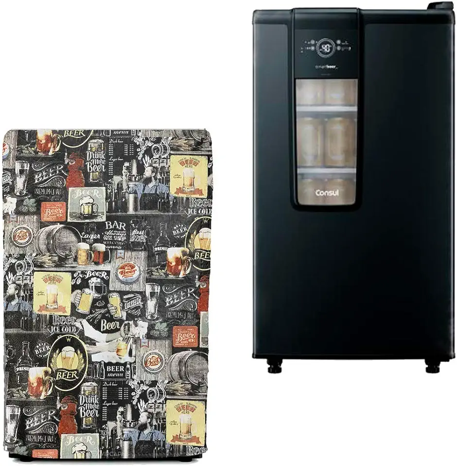 Capa Cervejeira Consul Smartbeer Abre e Fecha Estampada Preta com Estampa, Proteção contra Água, Material Corino com Revestimento em PVC 100% Poliéster, Fechamento em Velkron