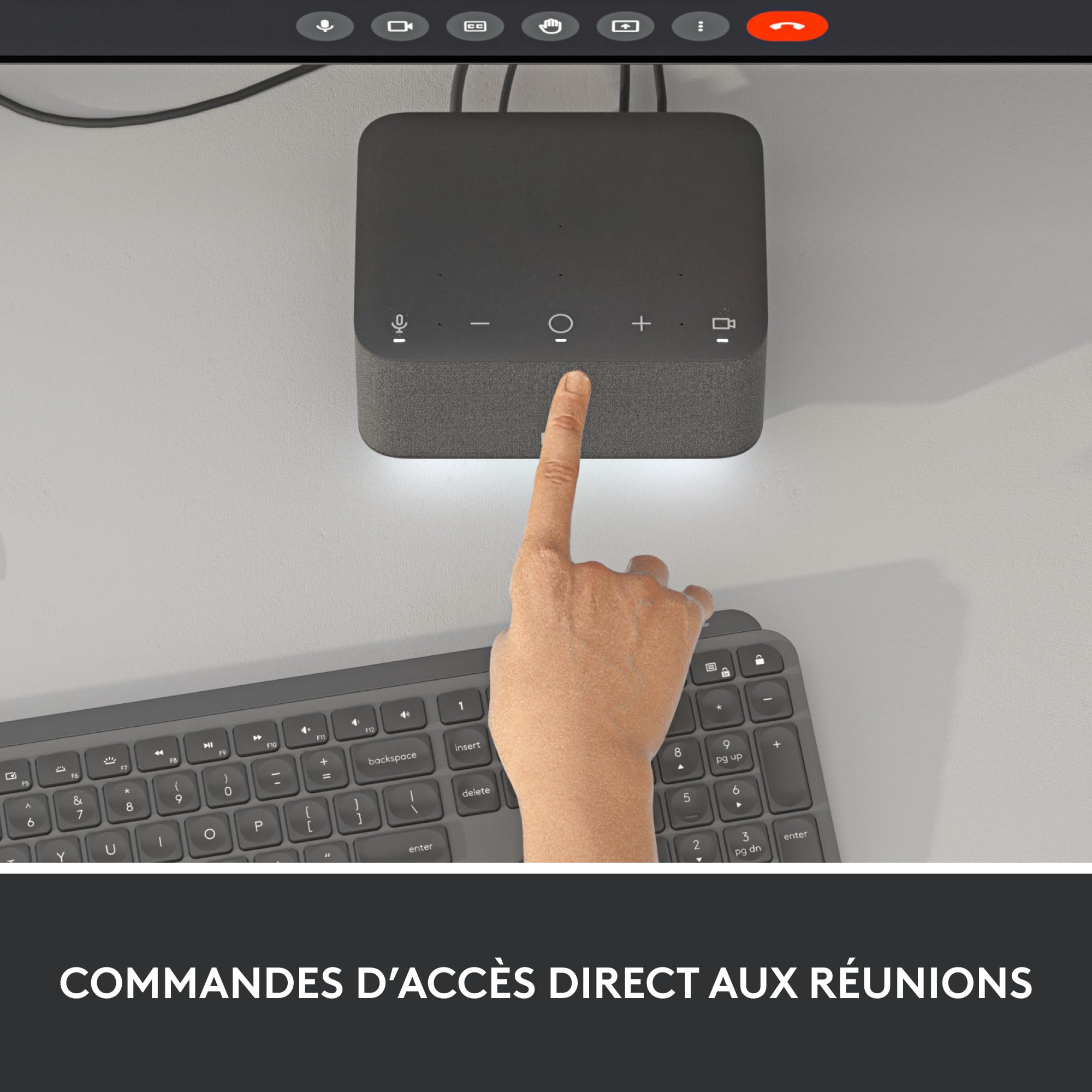 Logitech - Logi Dock, Station d'accueil pour Ordinateur Portable USB-C Tout-en-Un, Téléphone de conférence, Réduction de Bruit, Bluetooth, Windows/macOS, certifié pour Zoom, Google Meet - Graphite