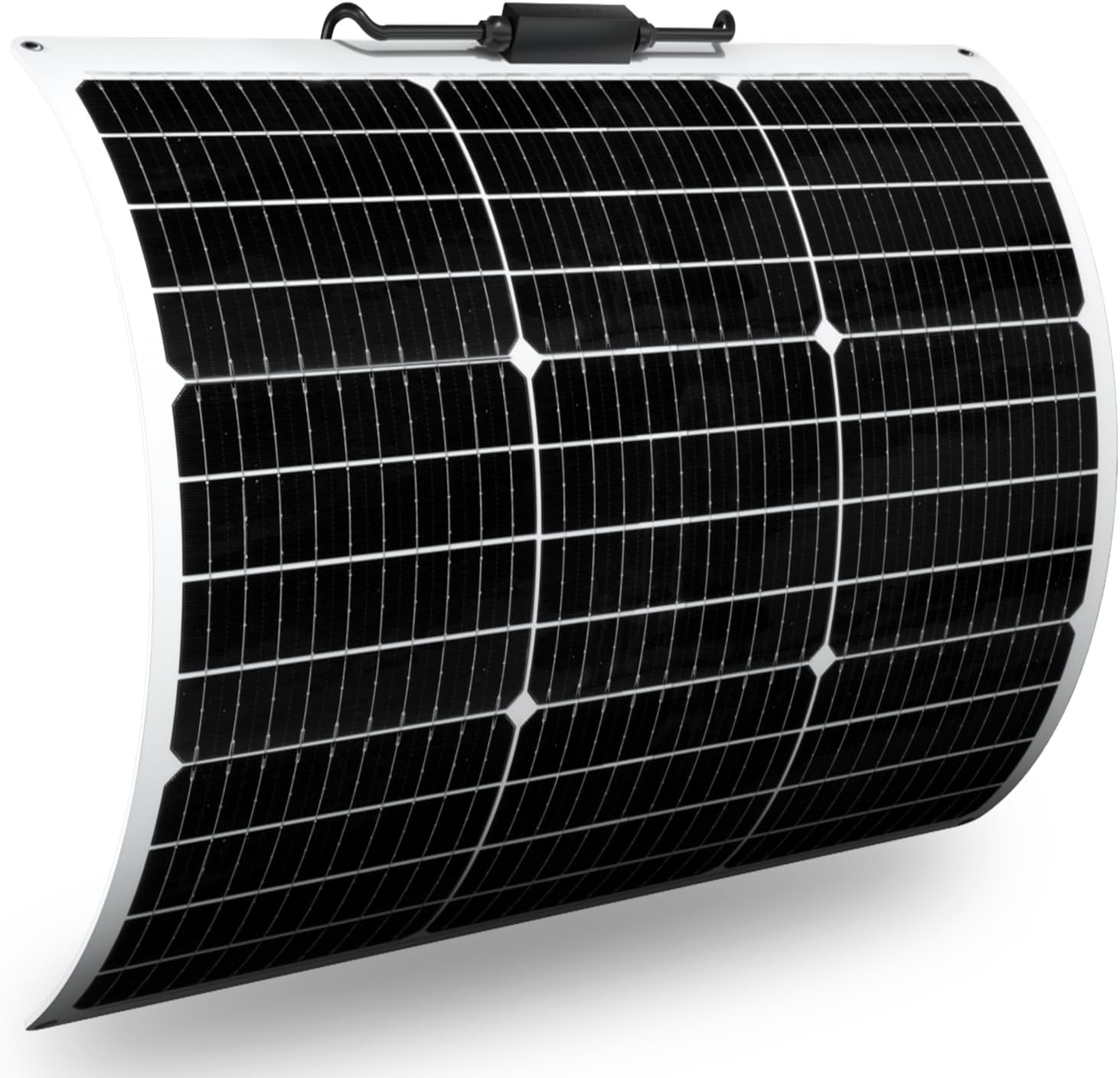 Flexible Solar Panel 50W 12V Monocrystalline Module Fiberglass Lightweight Charge for RV Trailer Boat Cabin Van Car Uneven Surfaces (50W-1)