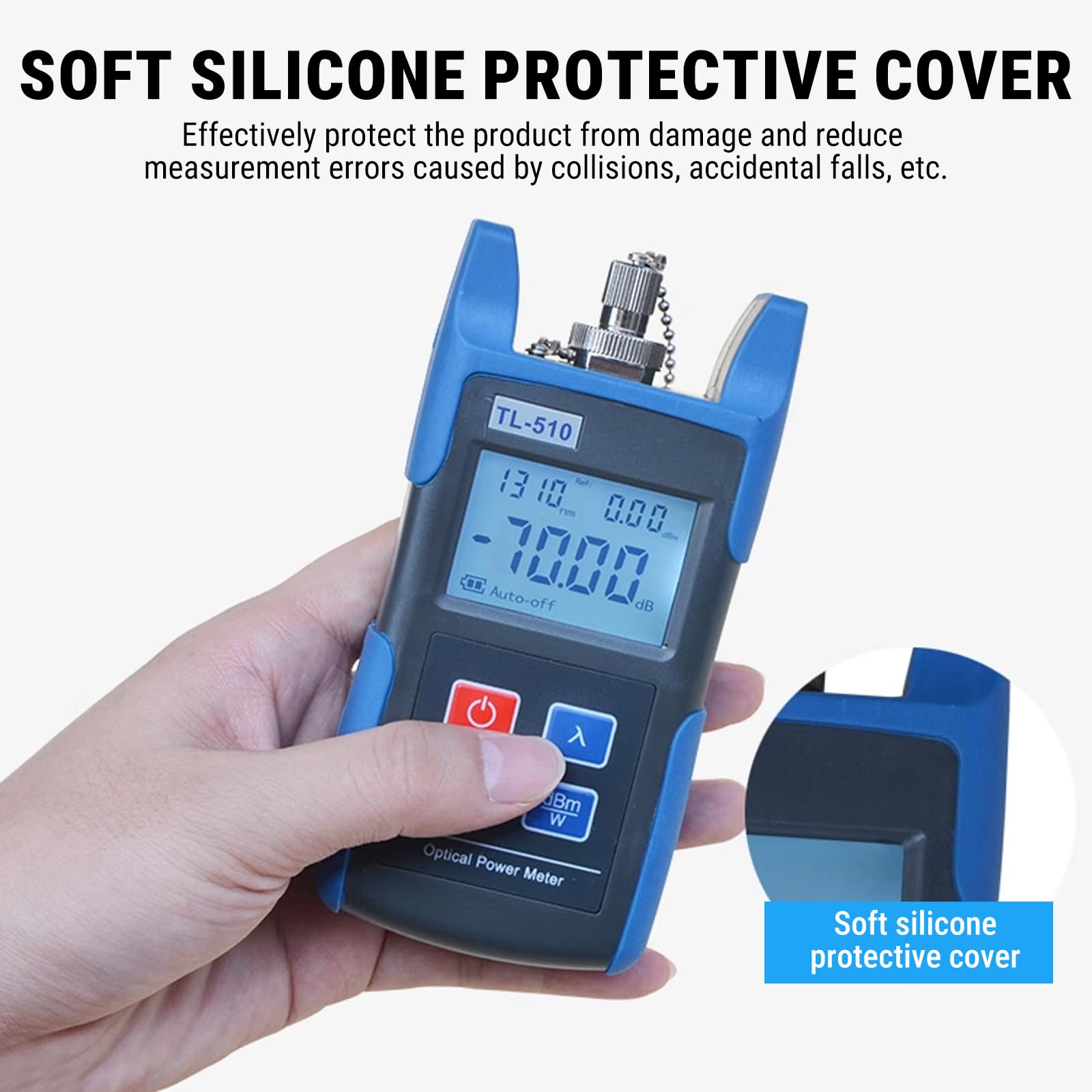 Fiber Optische Power Meter, 850/1300/1550 nm Tragbarem Optisches fiber Leistungsmessgerät, Lwl messgerät/Glasfasertester/Optischer Leistungsmesser mit 6 Wellenlängenkalibrierung für Faser Optik Test