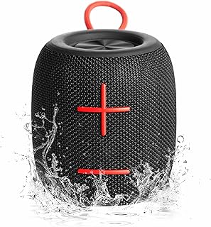 Portable Bluetooth Speaker with IPX7 Waterproof 360°Big Sound Deep Bass Wireless Speaker Bluetooth 5.0 12H Playback Small Bluetooth Speaker Black for Home,Beach,Shower,Party