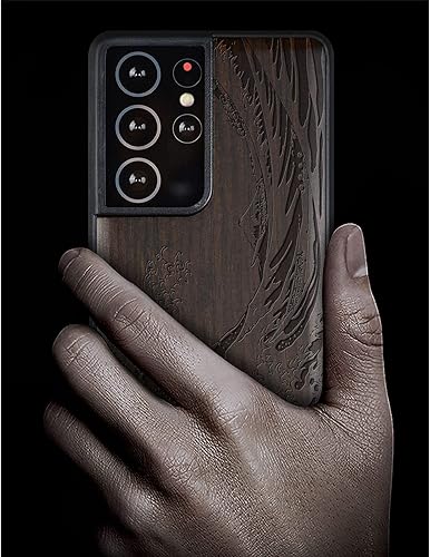 Miniatura 2 de Carveit Funda de madera para Galaxy S21 Ultra madera dura y TPU suave Funda protectora a prueba de golpes, funda de madera única y elegante