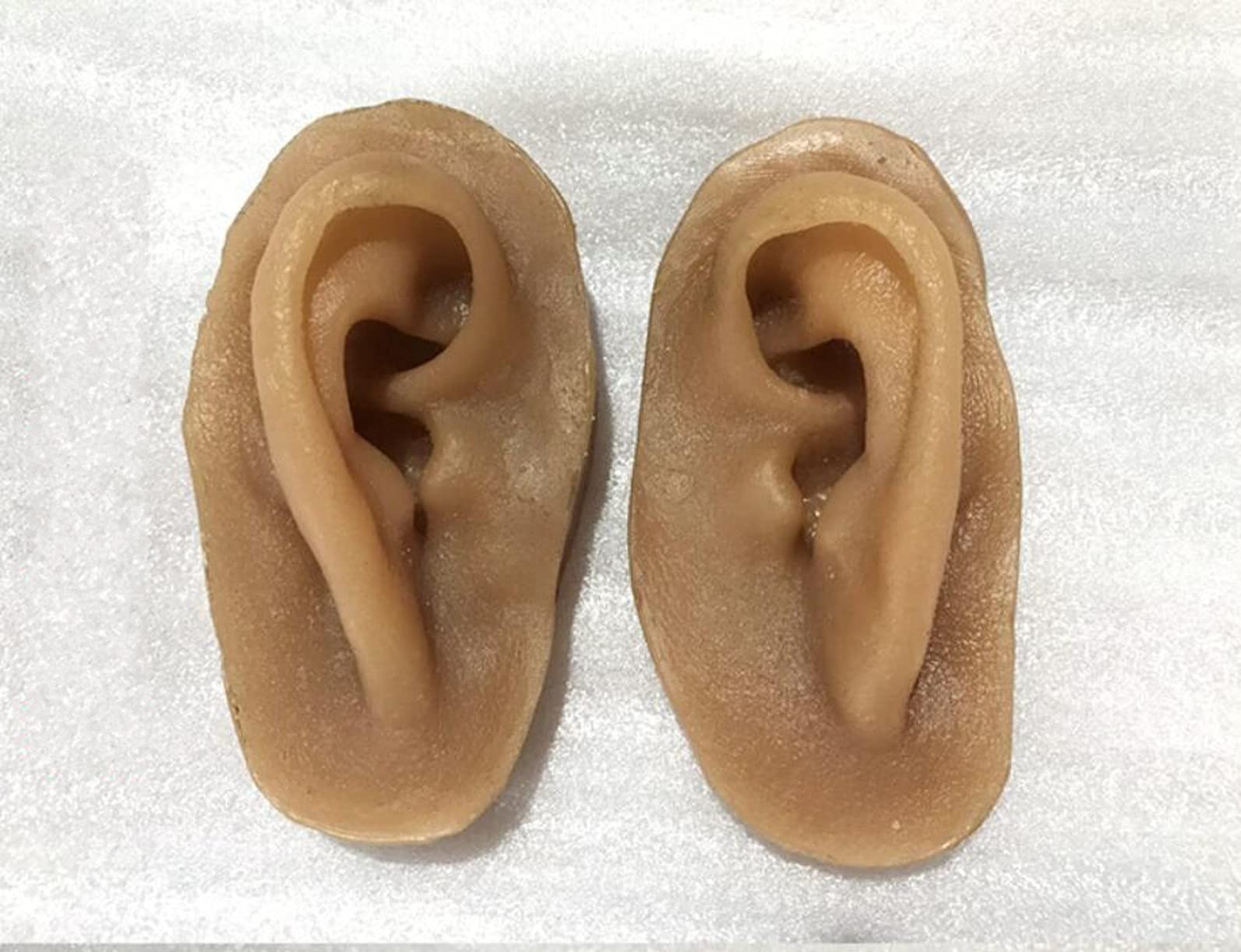 ZHONGJIUYUAN Realistisches Silikon-Ohr-Modell, Schaufensterpuppe, Ohr, für Schmuck, Prankster, Halloween-Requisiten, Fotografie-Requisiten, Lern-Werkzeug, Weizenfarbe, 1 Paar