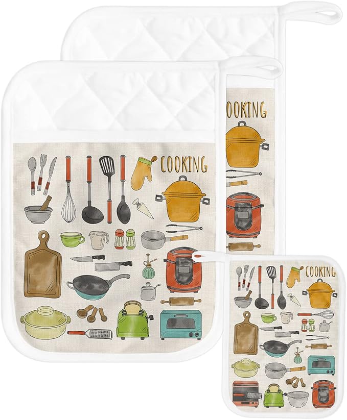 Farmhouse Kitchen Utensils Pot Holders with Pocket for